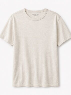 American Eagle Mens Super Soft Standard‎ Fit Crew Neck T-Shirt Cream Medium